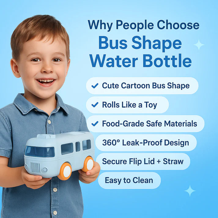 Bus Shape Water Bottle with Straw
