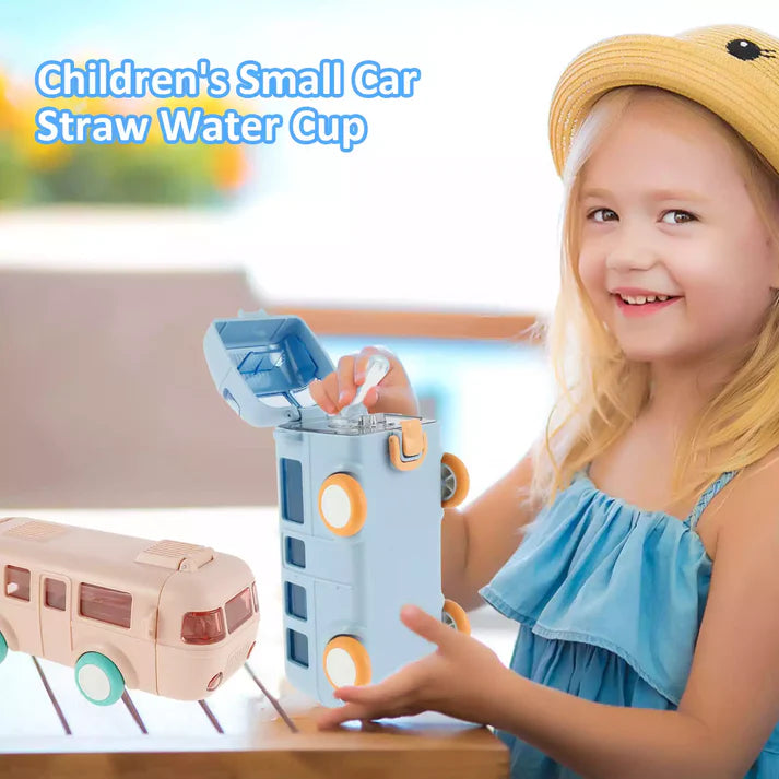 Bus Shape Water Bottle with Straw